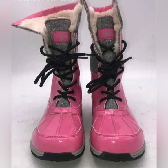 UGG Shoes - UGG Women Butte II 1019209K Pink Leather Lace Up Rain Snow Winter Boots Size 6